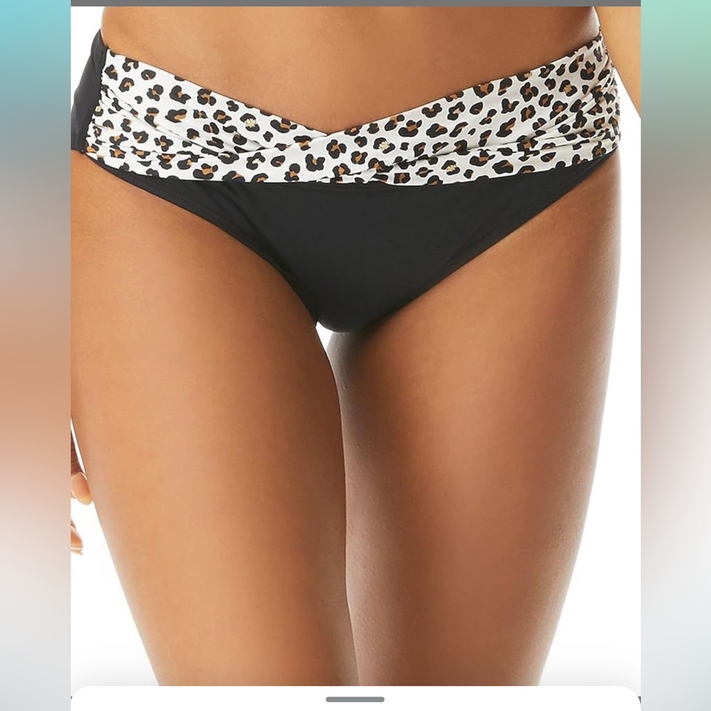 Coco Reef Star Banded Bikini Bottom -Cheetah Animal Print Black Swim X-Large